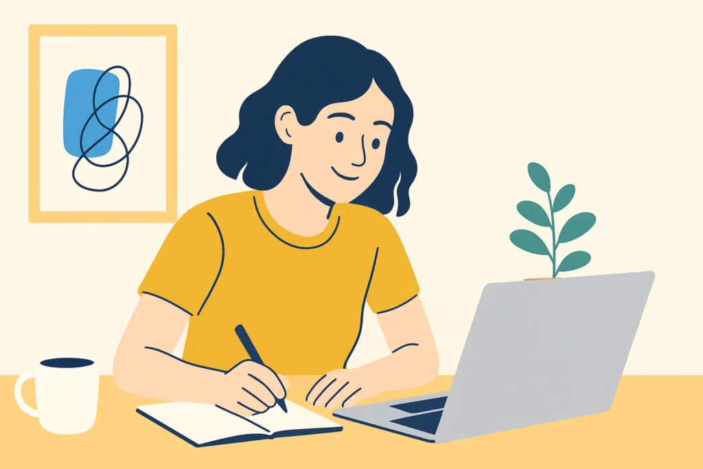 Content creator working on laptop