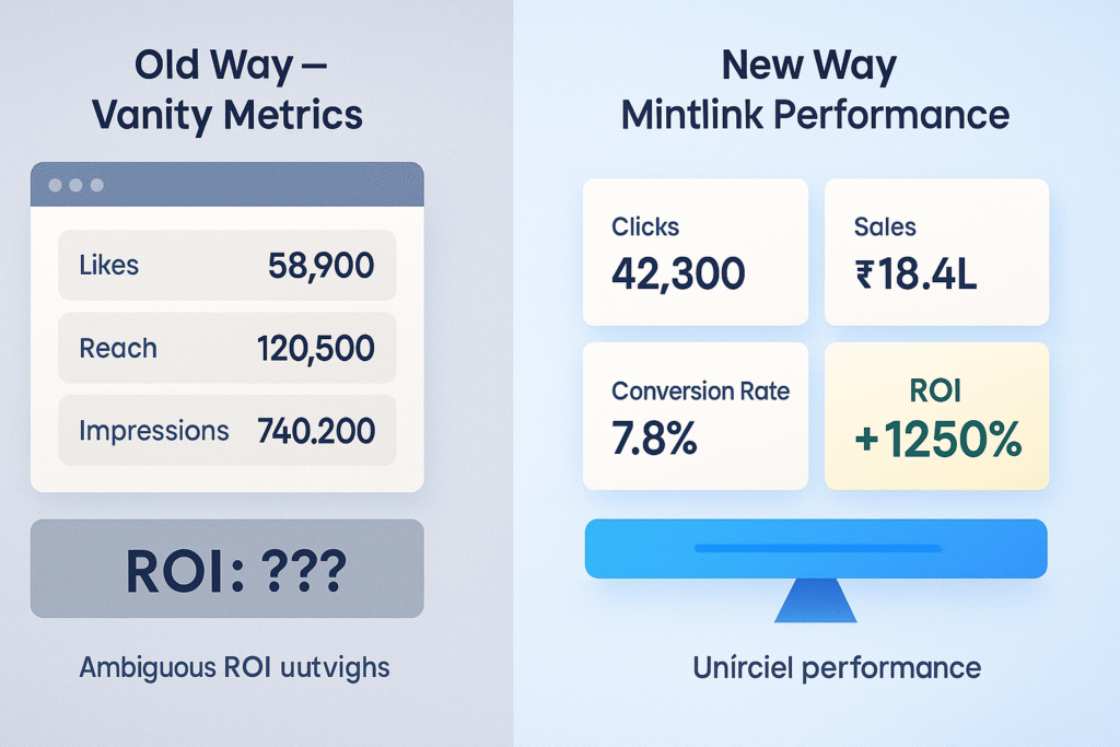 Mintlink dashboard showing effective influencer marketing ROI