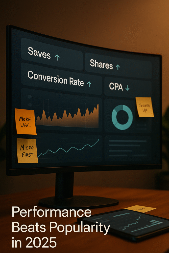 Influencer performance metrics screen