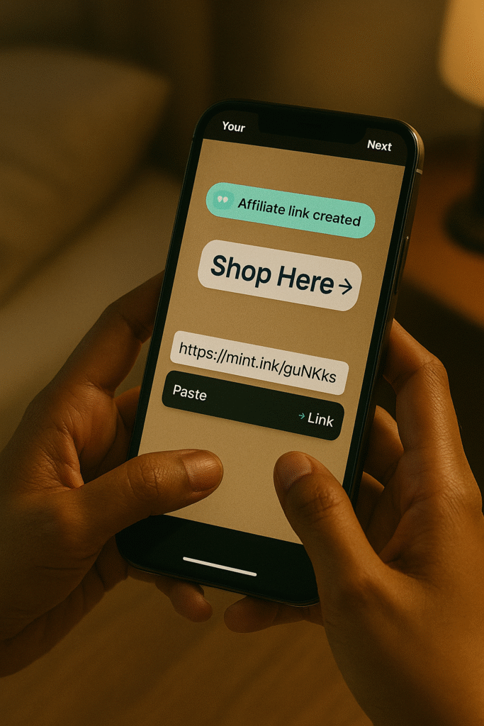 Creator sharing affiliate link